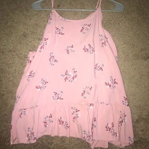 Pink tank top with flowers